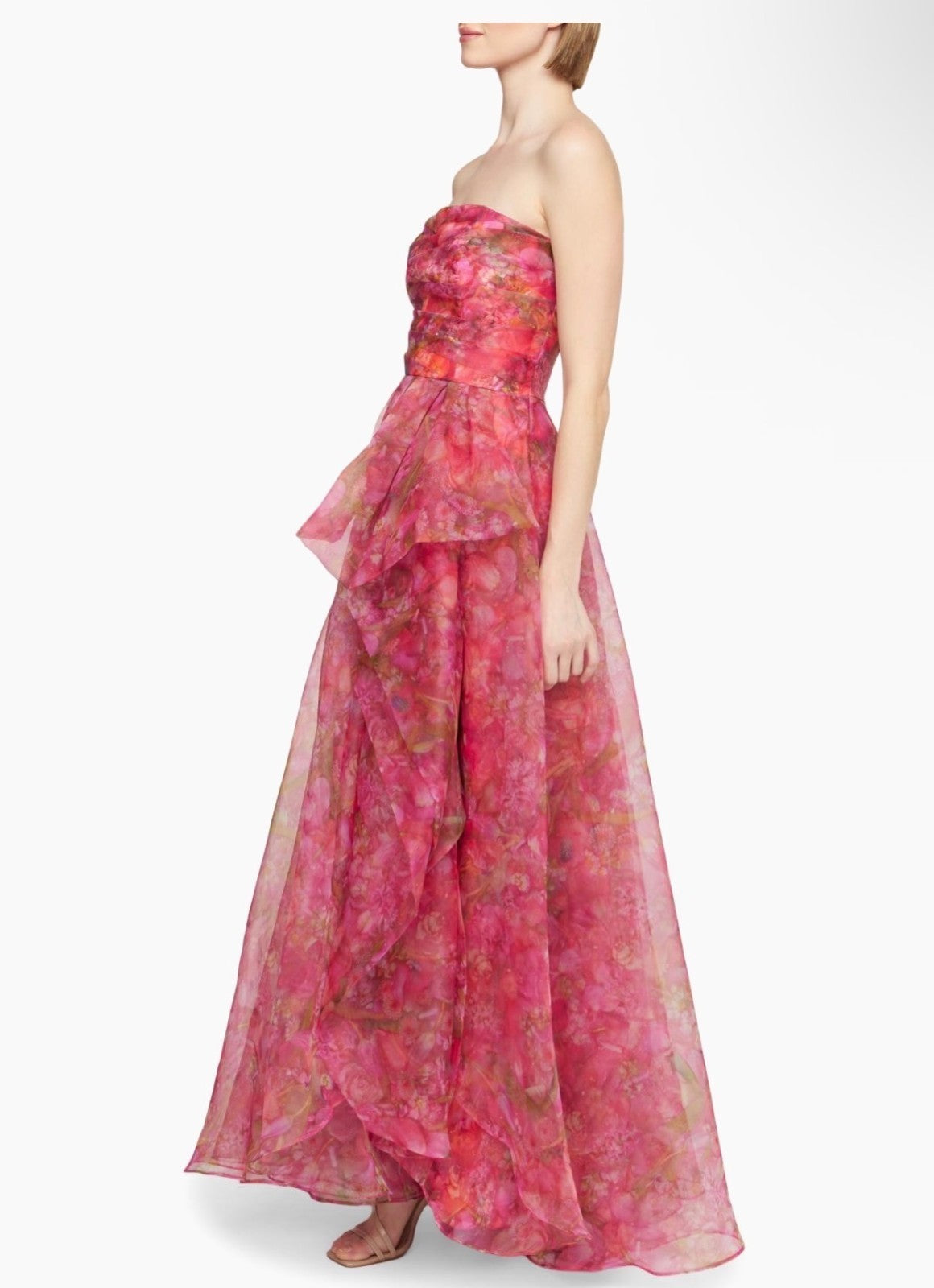 Theia Taytum Floral Organza Strapless Gown Size 6 Retails $945