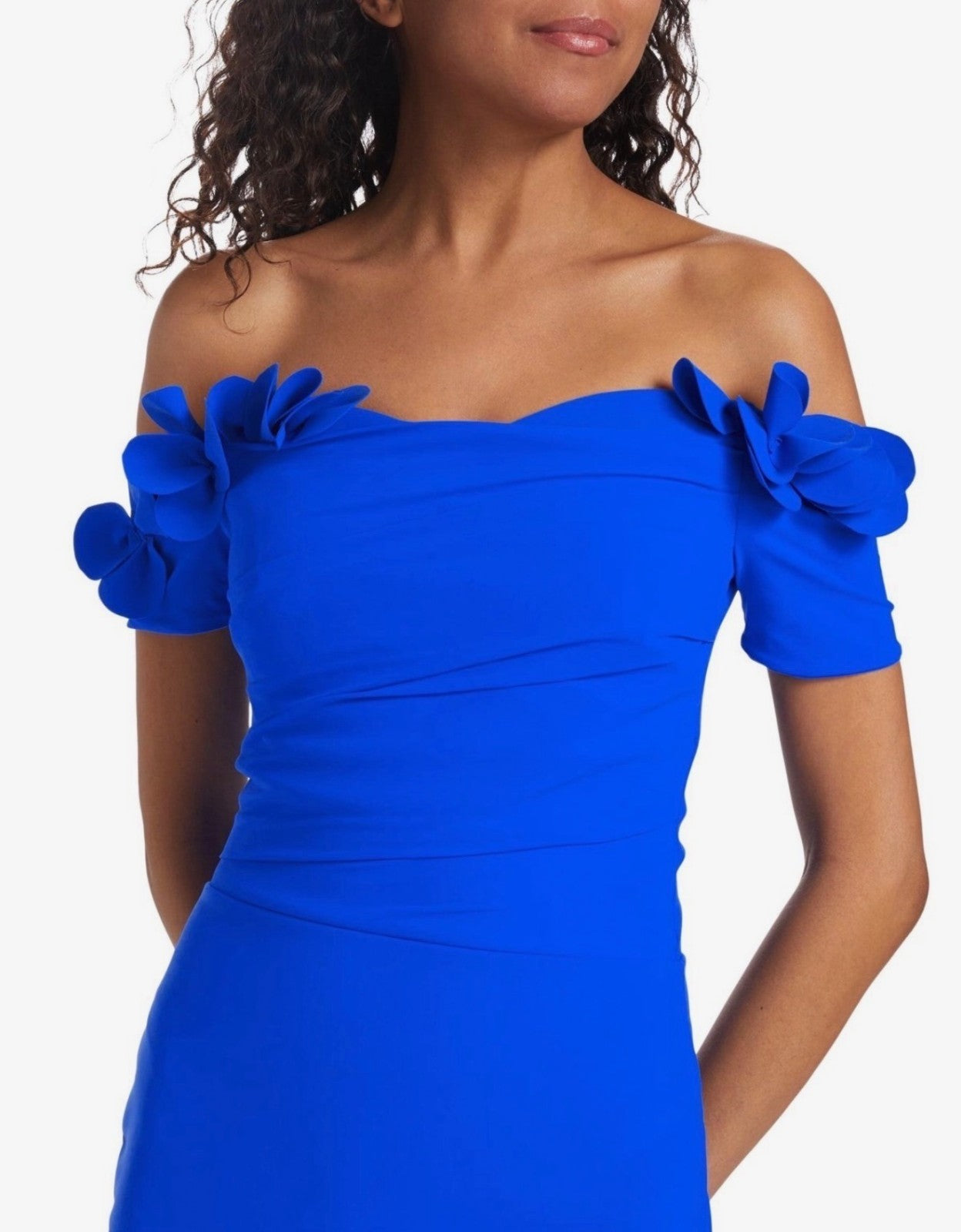 CHIARA BONI LA PETITE ROBE Women's Yiana Floral Appliqué Gown In Blue Klein