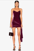 CINQ À SEPT 'Ryder' Sash-Tie Velvet Mini Dress, Gooseberry  Size 0 Retails $425