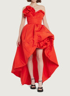 Marchesa Women's Strapless Sculptural Rose Faille Gown Size 6 Retails $4995
