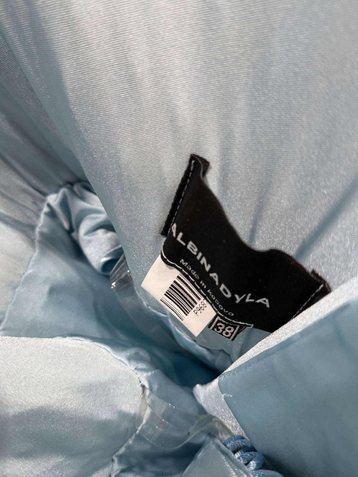 Albina Dyla Baby Blue Draped Dress Size 38 Retails $850