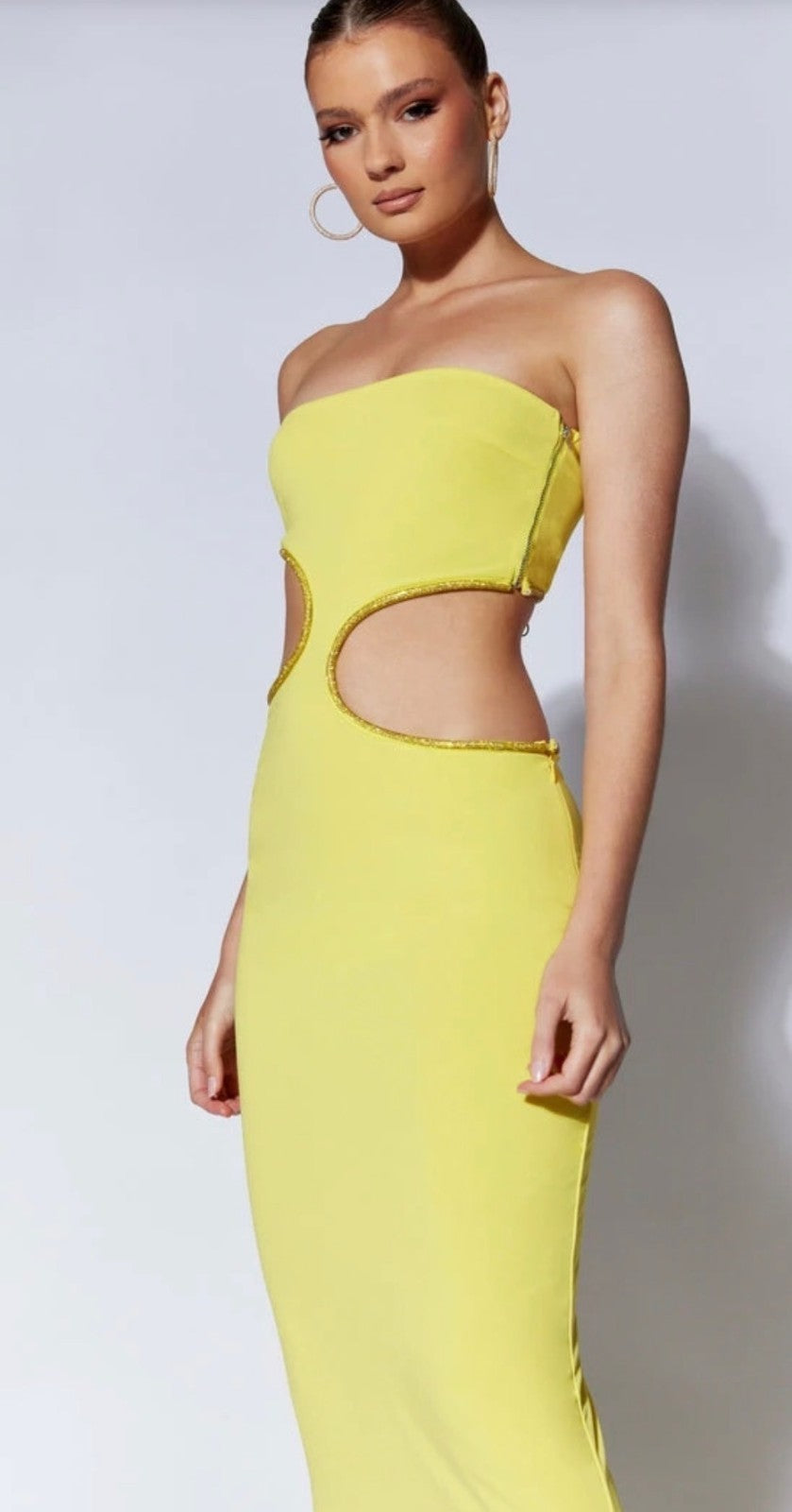NWT Meshki Yellow Cut Out Dress Size L Retails $189