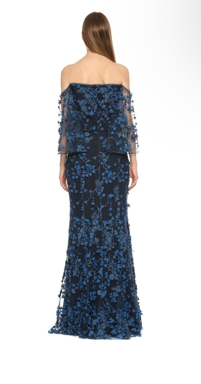 MARCHESA NOTTE Lacivert Gece Elbisesi Size 10 Retails $1,095
