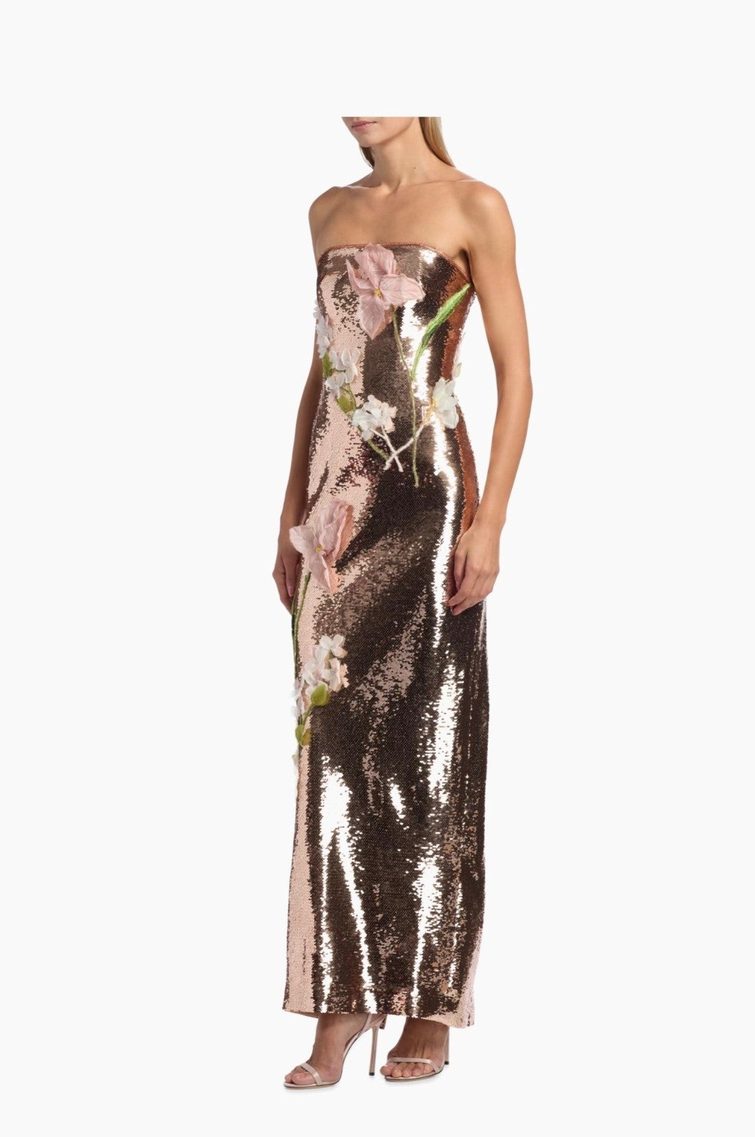 Monique Lhillier Sequined Floral Embroidered Column Gown Size 10 Retails $8,495