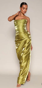 NWT Moda Glam TALIA STRAPLESS CORSET GOWN- GREEN Size 4 Retails $395
