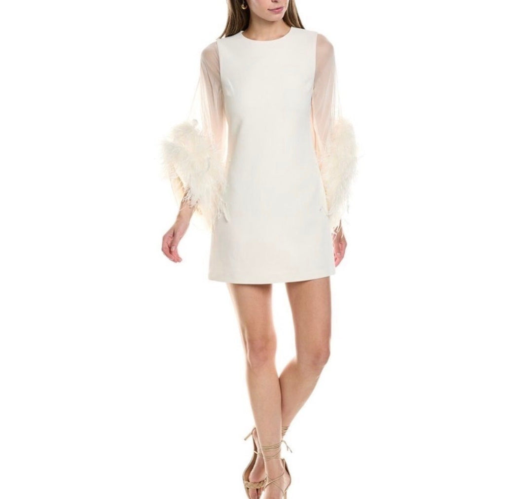 Alice + Olivia White Feather Trim Size 2 Retails $895