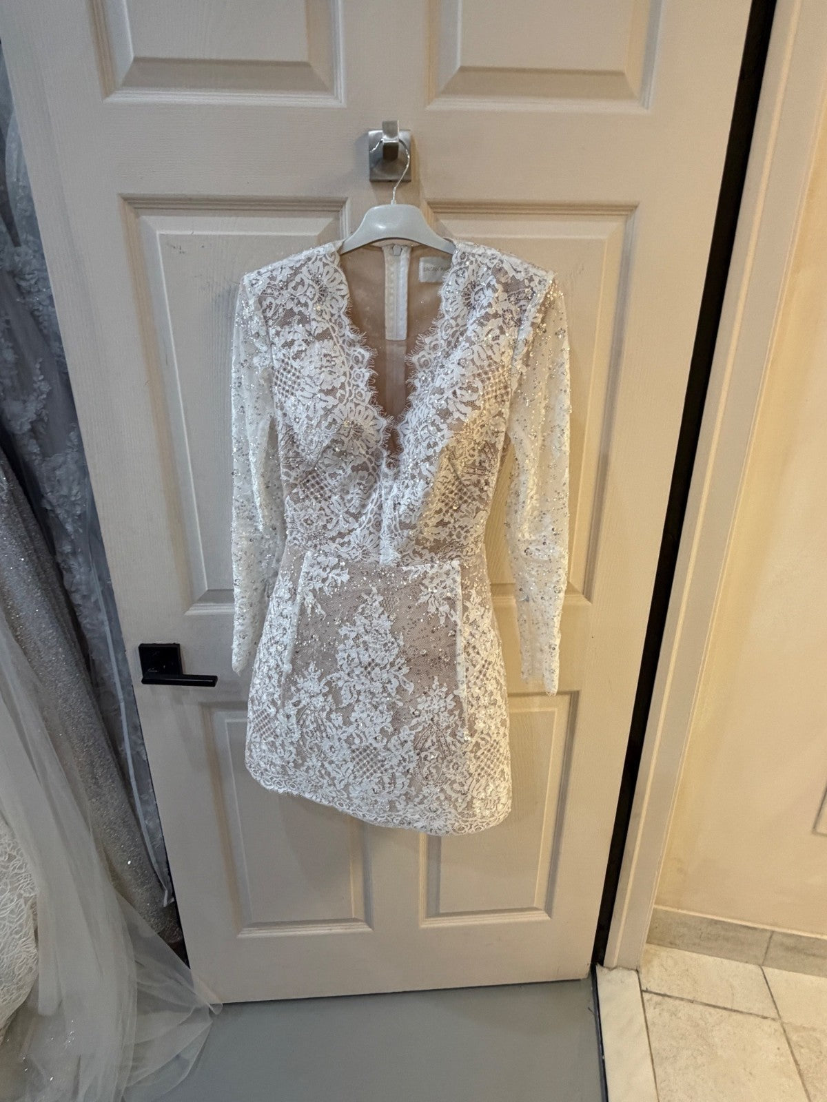 Bronx and Banco Womens White Isabella Long Sleeve Mini dress Size S Retails $850