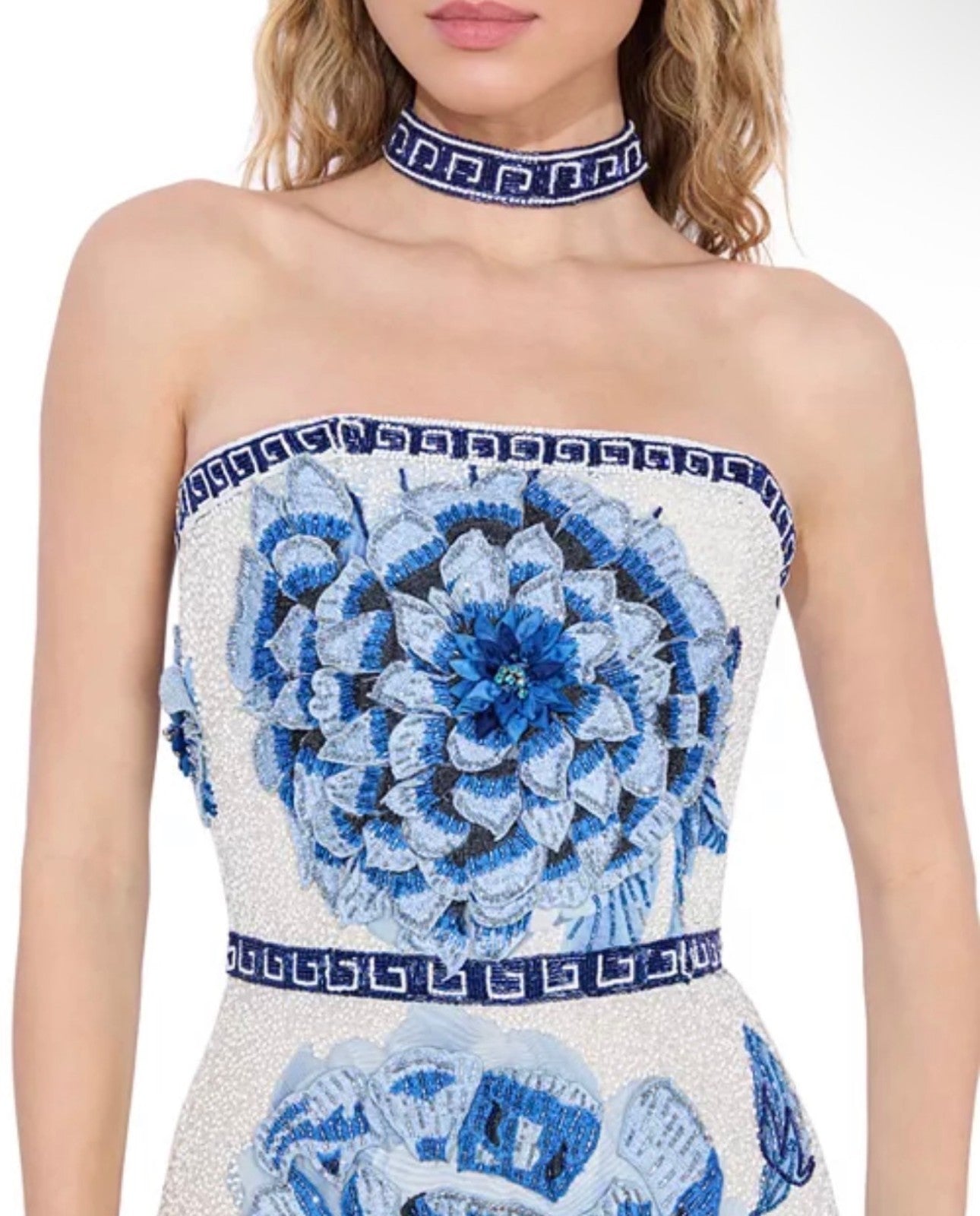 Alice and Olivia Georgie Embellished Strapless Dress & Choker Size 8 Retails $25