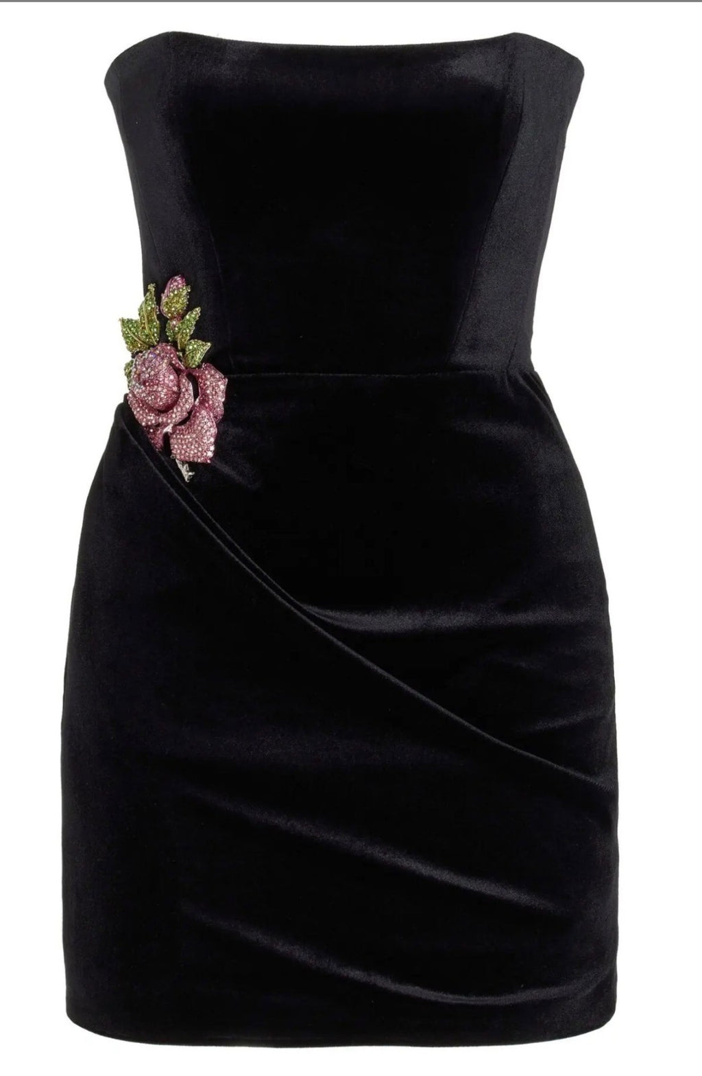 New Arrivals Ines Brooch-Detailed Velvet Mini Dress Size 36 Retails $545