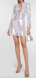 NWT Self-Portrait Lilac Sequin Mini Dress Size 8 Retails 895