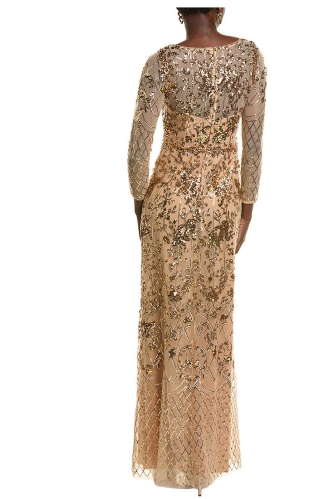 NWT MARCHESA NOTTE SEQUIN LATTICE GOWN Size 6 Retails $995