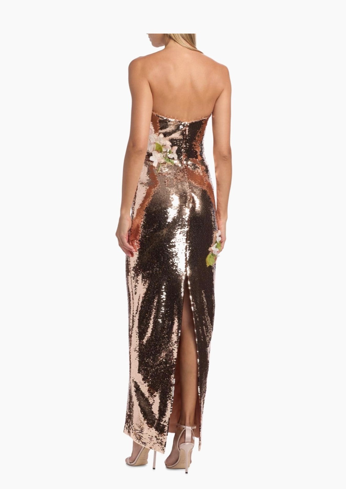 Monique Lhillier Sequined Floral Embroidered Column Gown Size 10 Retails $8,495