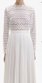 Self-Portrait Mock Neck White Long Dress Size 10