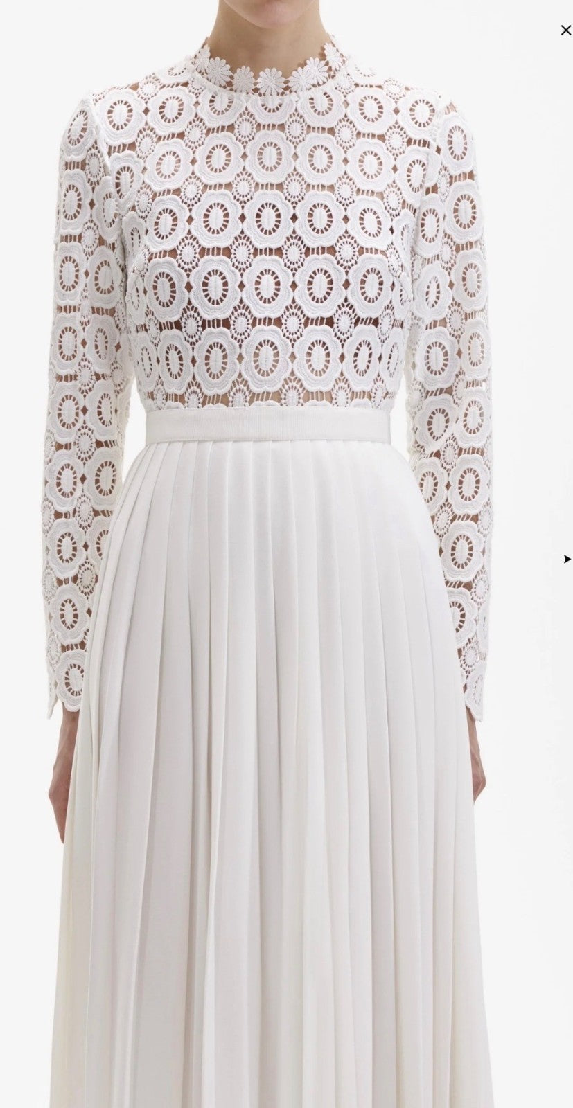 Self-Portrait Mock Neck White Long Dress Size 10