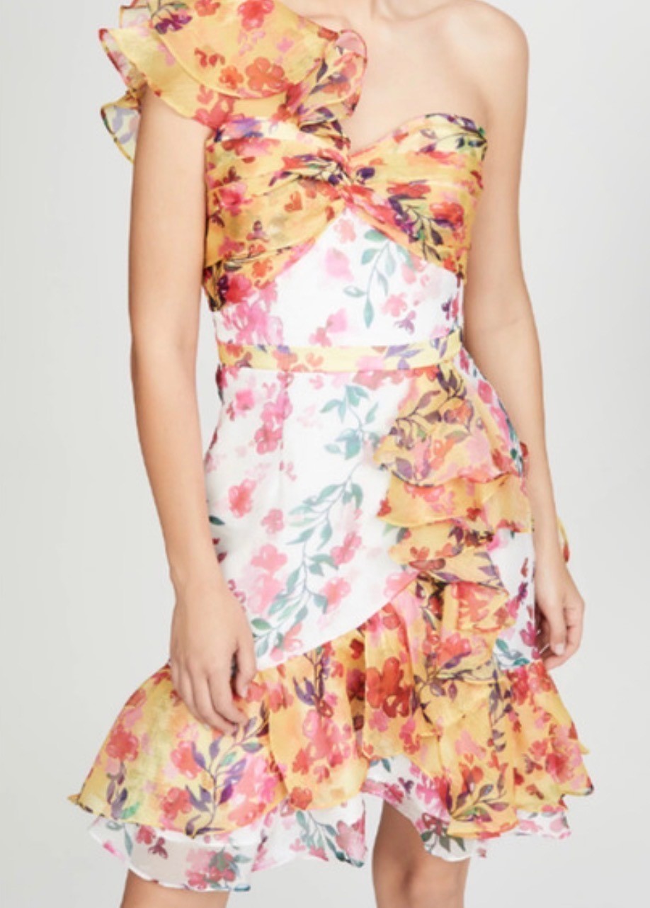 Marchesa Notte Ombre Sequin One-Shoulder Flutter Dress Size 6 Retails $895