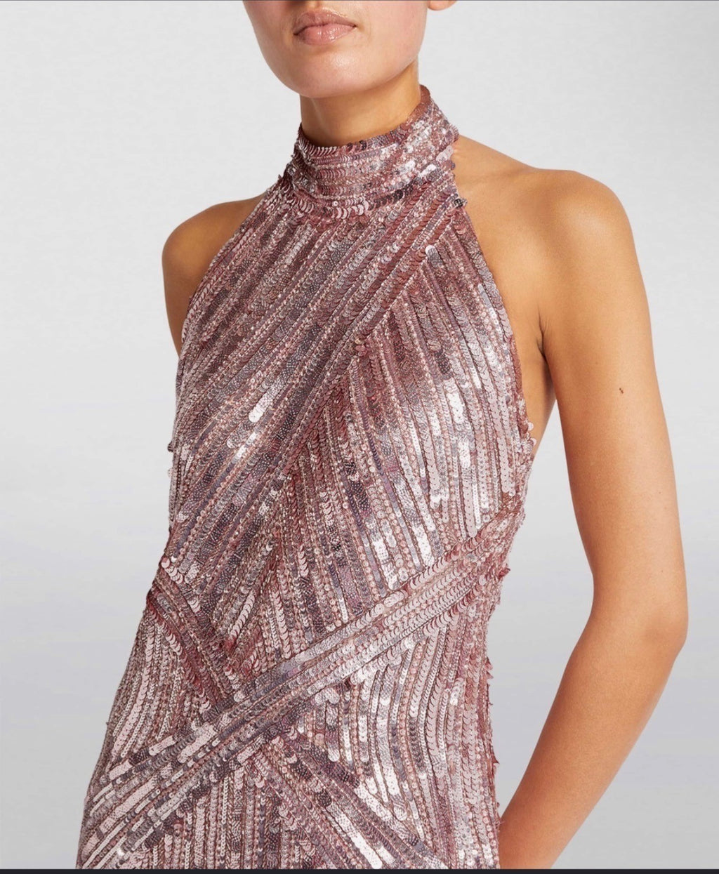 PAMELLA ROLAND Sequinned Embellished Halterneck Gown Size 4 Retails $10,500