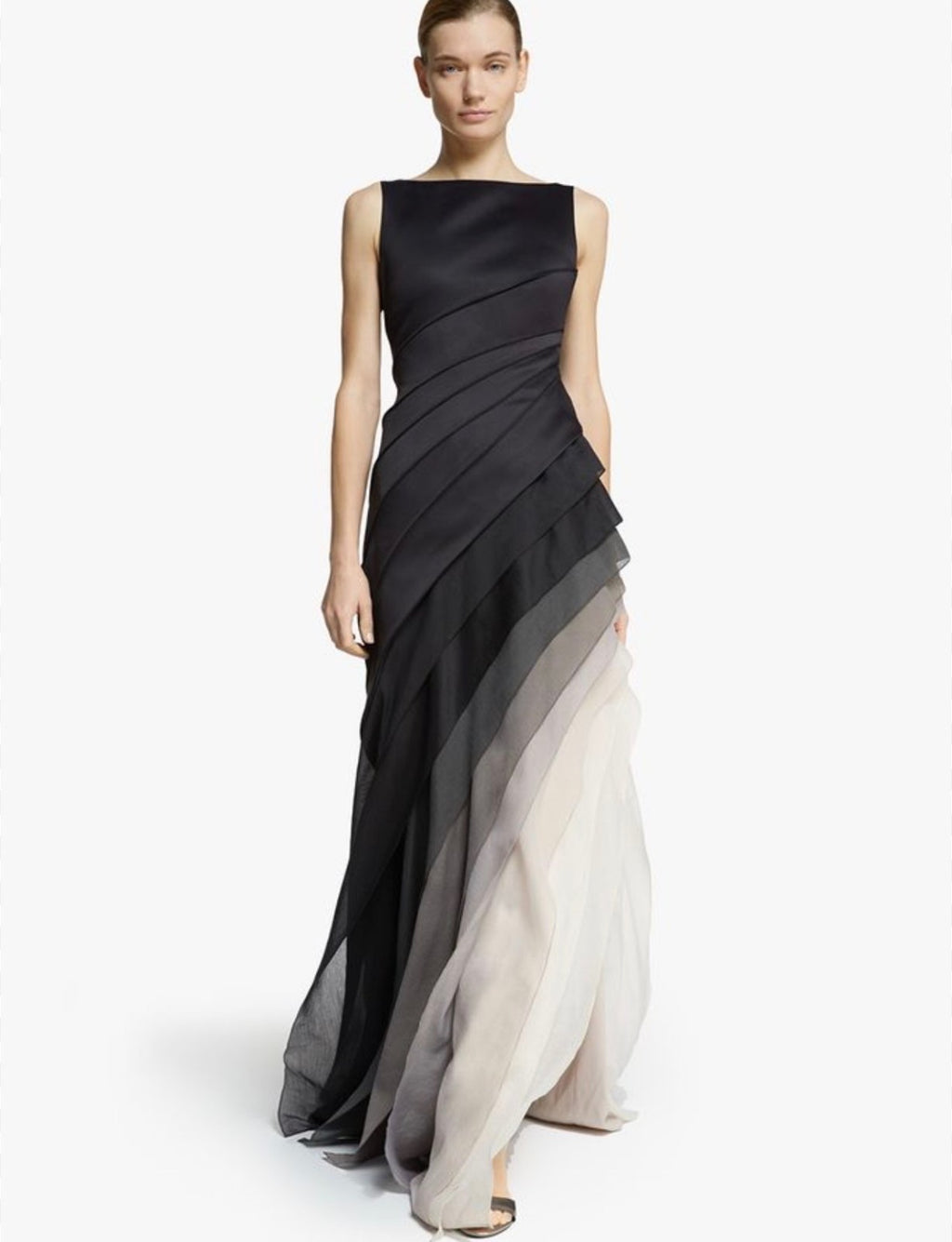 Halston Ombre Voile Satin Gown Size 6 Retails $695