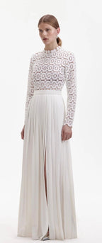 Self-Portrait Mock Neck White Long Dress Size 10