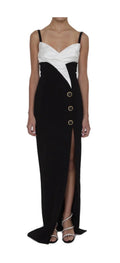Balmain Paris Two-Tone Long Crepe Dress Size 38 Retails $4970