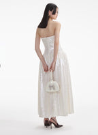 NWT self-portrait Cream Sequin Bandeau Midi Dress Size 6 Retails $700