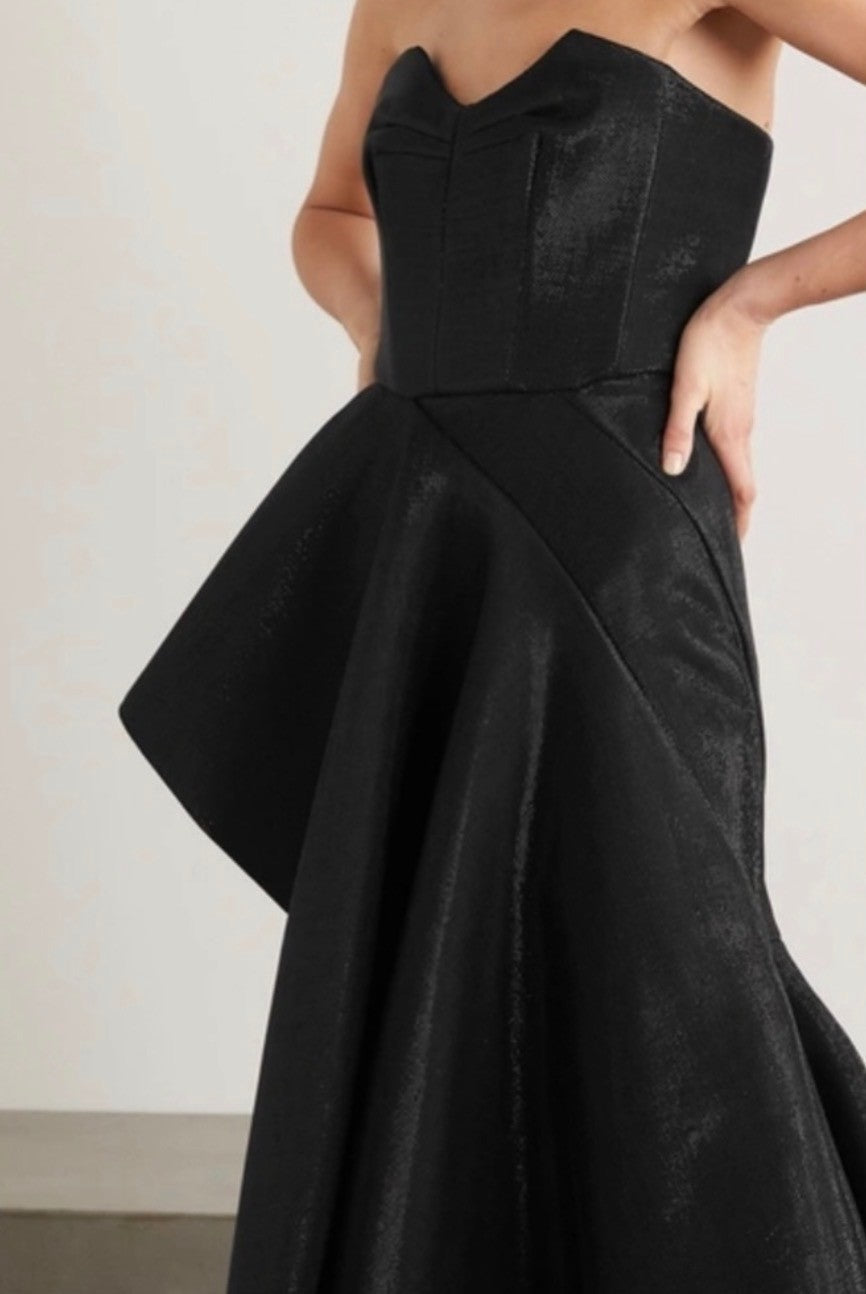 Maticeveski Intoxicating off the shoulder Draped lame Gown Size 4 Retails $2,785