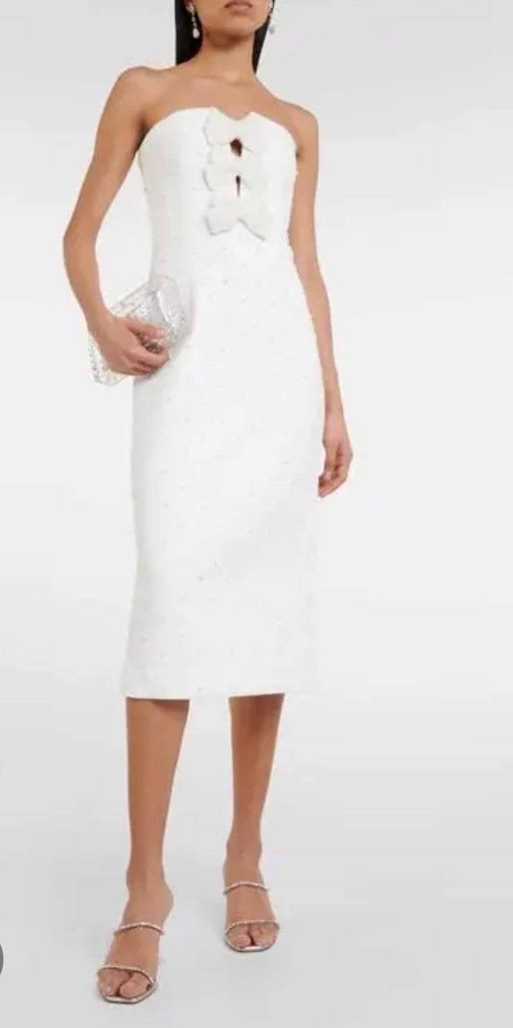 REBECCA VALLANCE Bridal Ophelia Crêpe Midi Dress Size 2 Retails $840