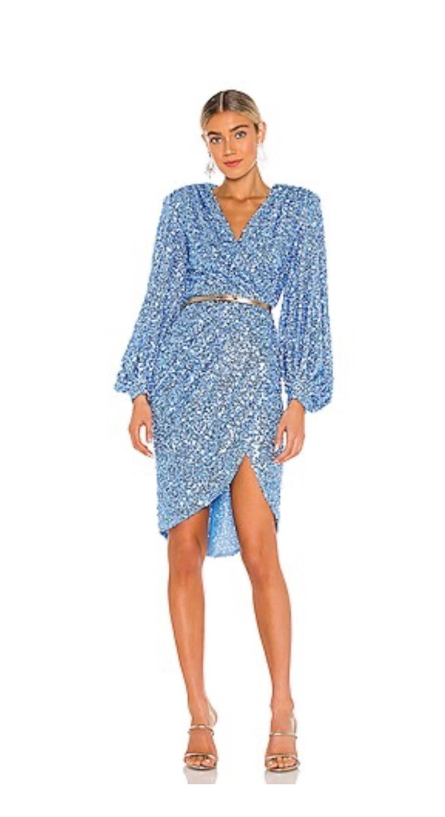 Bronx And Banco Elizabeth Midi Dress in Ice Blue Size (8)L Retails $555