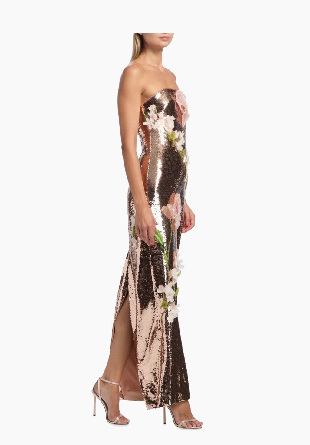 Monique Lhillier Sequined Floral Embroidered Column Gown Size 10 Retails $8,495