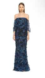 MARCHESA NOTTE Lacivert Gece Elbisesi Size 10 Retails $1,095