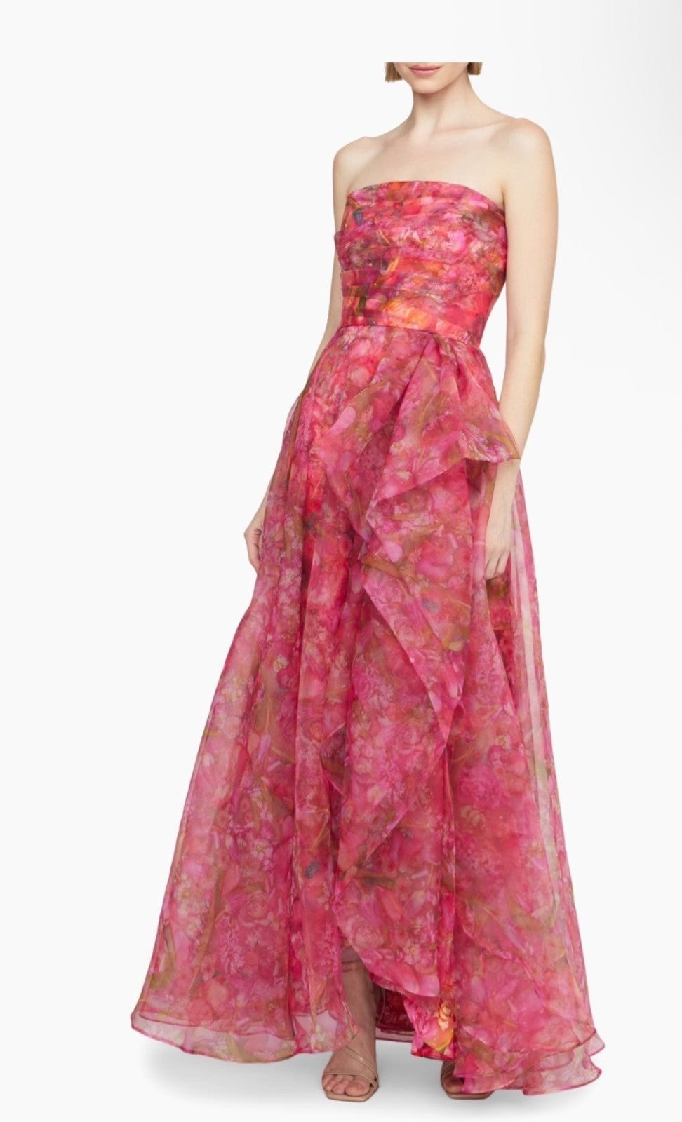 Theia Taytum Floral Organza Strapless Gown Size 6 Retails $945