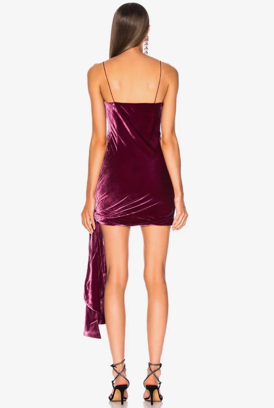 CINQ À SEPT 'Ryder' Sash-Tie Velvet Mini Dress, Gooseberry  Size 0 Retails $425