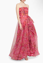 Theia Taytum Floral Organza Strapless Gown Size 6 Retails $945