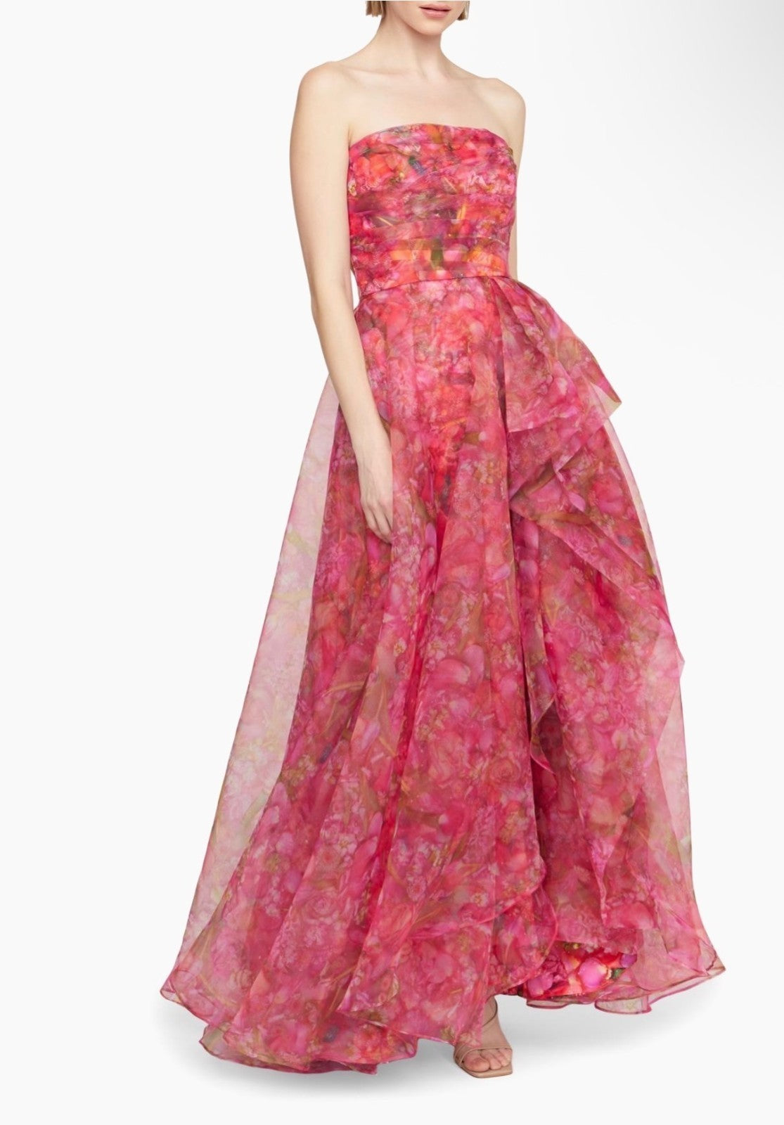 Theia Taytum Floral Organza Strapless Gown Size 6 Retails $945