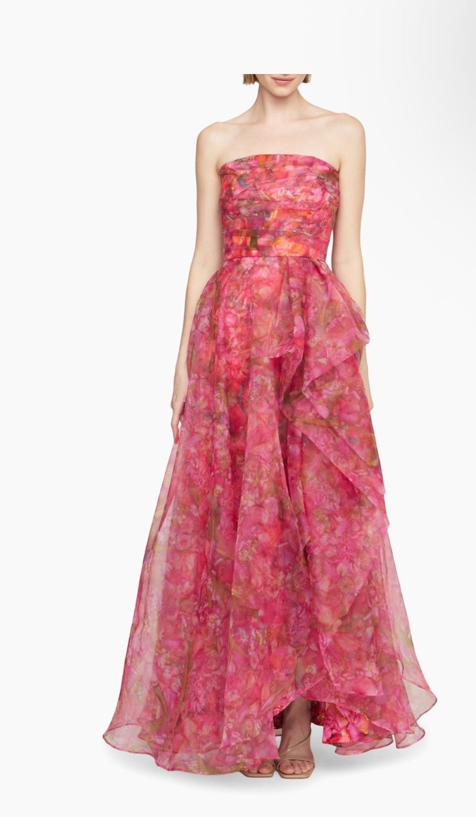 Theia Taytum Floral Organza Strapless Gown Size 6 Retails $945