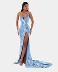 Albina Dyla Baby Blue Draped Dress Size 38 Retails $850