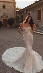 Berta Bridal Beaded Mermaid Wedding Gown Size 42 Retails $12,000