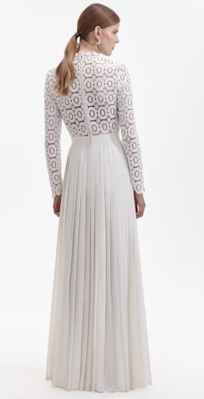 Self-Portrait Mock Neck White Long Dress Size 10
