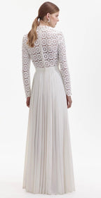 Self-Portrait Mock Neck White Long Dress Size 10