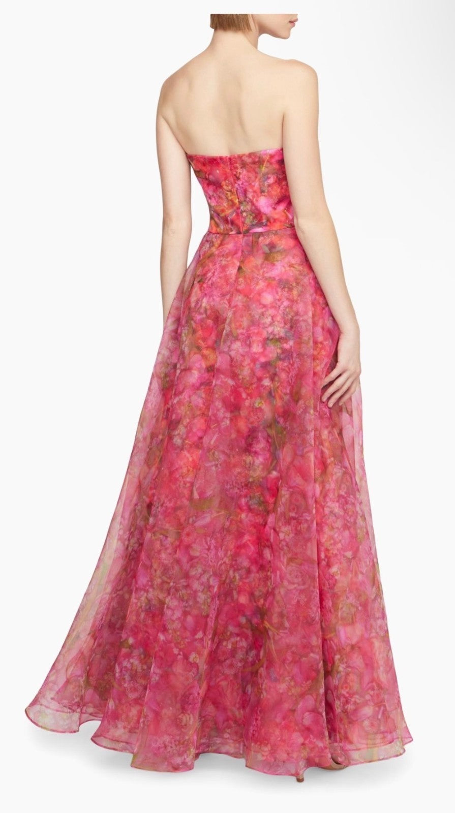 Theia Taytum Floral Organza Strapless Gown Size 6 Retails $945