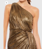 Mac Duggal Gold One Shoulder Draped Gown Size 2