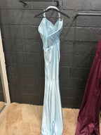 Albina Dyla Baby Blue Draped Dress Size 38 Retails $850
