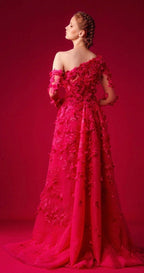 GATTINOLLI BY MARWAN Tulle Asymmetric Dress with Overskirt and Floral Size 12