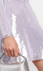 NWT Self-Portrait Lilac Sequin Mini Dress Size 8 Retails 895