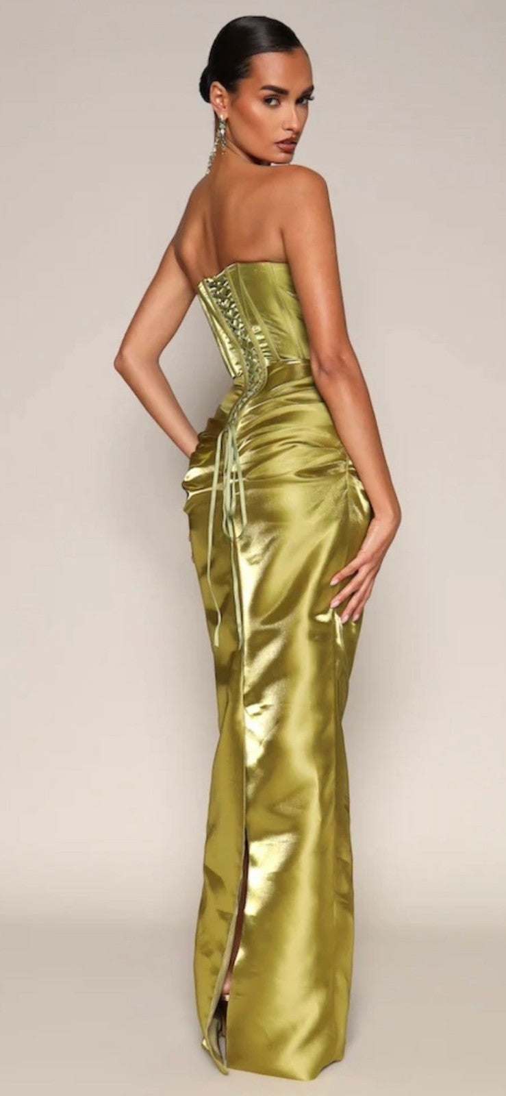 NWT Moda Glam TALIA STRAPLESS CORSET GOWN- GREEN Size 4 Retails $395