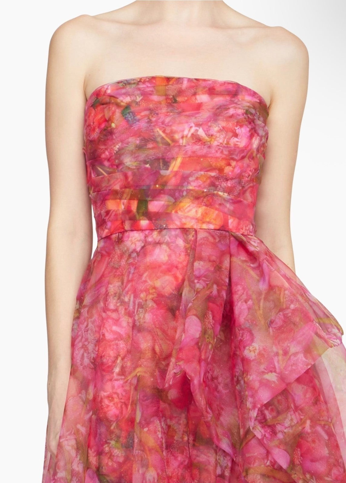 Theia Taytum Floral Organza Strapless Gown Size 6 Retails $945