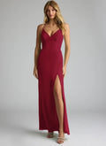 NWT Azazie Becca Burgundy Sheath V-Neck Chiffon Dress Size 0
