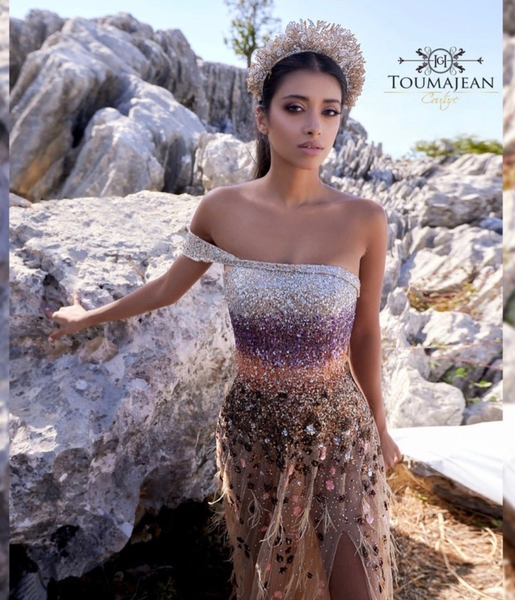 Toumajean Couture Evening Gown Size 2/4 Retails $3700