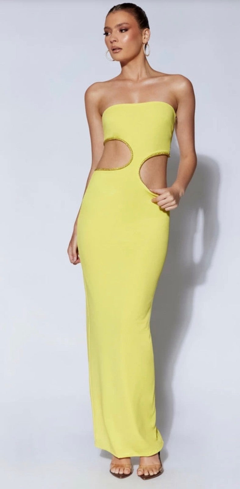 NWT Meshki Yellow Cut Out Dress Size L Retails $189