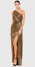 Mac Duggal Gold One Shoulder Draped Gown Size 2