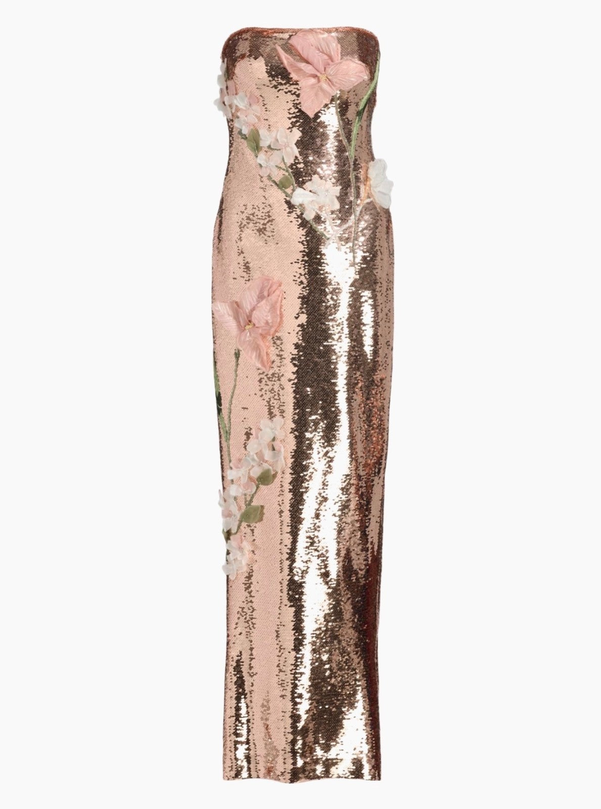 Monique Lhillier Sequined Floral Embroidered Column Gown Size 10 Retails $8,495
